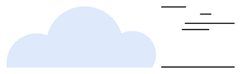 Soft blue cloud paired with sleek horizontal lines symbolizing data transfer, speed, and technology. Ideal for cloud storage, networking, tech startups, digital services, speed, innovation
