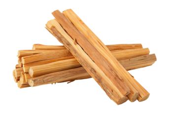 Palo santo sticks for aromatherapy and cleansing rituals on isolated black background