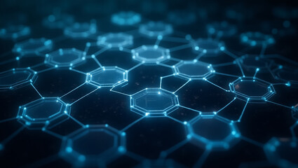 Abstract Hexagon Network Digital Connectivity and Data Flow Visualization
