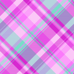 Decoration textile background seamless, package pattern tartan fabric. Exotic plaid vector texture check in light and magenta colors.