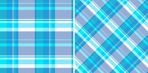 Vibrant blue and white plaid patterns, perfect for textile design, fashion, or website backgrounds.  These seamless textures offer versatile options for projects requiring a fresh, modern aesthetic.