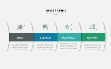 Business infographic template. 4 Step timeline journey. Process diagram, 4 options on white background, Infograph elements, technology, education, modern vector illustration.