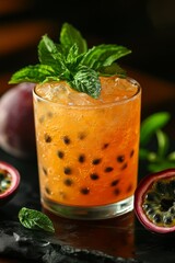 Tropical Passion Fruit Drink With Mint