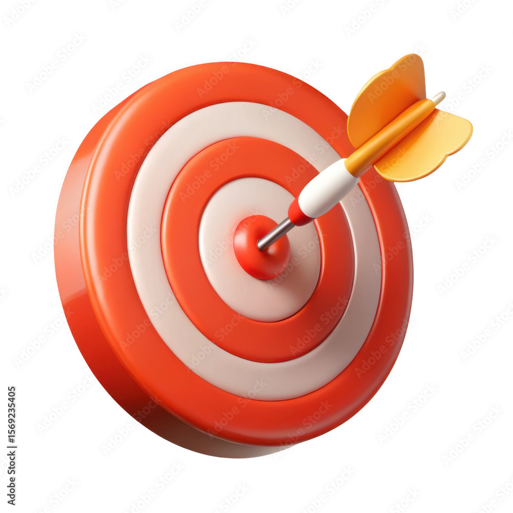 Fototapete 3d realistic dartboard with dart isolated on transparent background