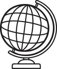 globe with stand line art, black outline, vector and illustration, coloring book page line art drawing