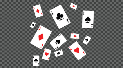 Scattered Playing Cards with Transparent Background – Casino and Poker Theme