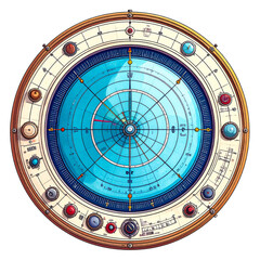 Naklejka premium Ornate Celestial Compass with Blue and Gold Accents
