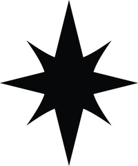 Fototapeta premium Black eight-pointed starburst silhouette isolated on a white background