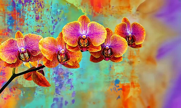 Vibrant orchids on textured background