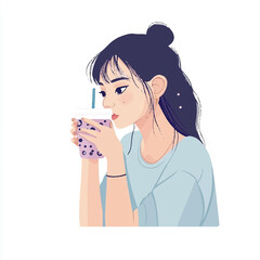 a girl drinking bubble tea