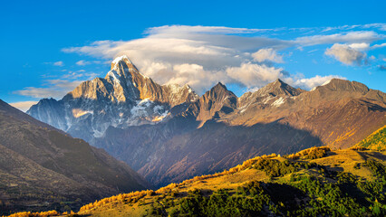 Aerial shots of Siguniangshan, Sichuan in China.