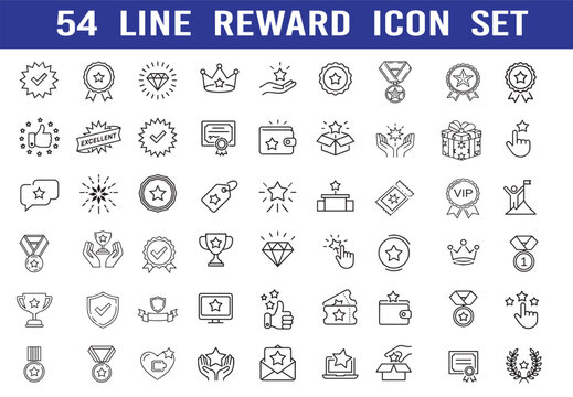 
Exclusive reward icons set editable stroke outline  ,benefit, prize, incentive, prize, program, redeem, redemption, save, set, signs, special, staff, star, symbol, system, thin, ticket