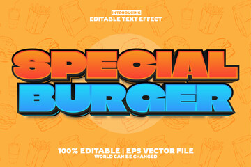 Special burger editable text effect in new modern trend style