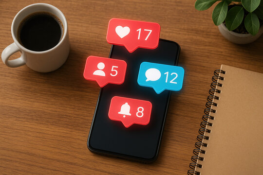 Social Media Notifications on Smartphone: Likes, Comments, Followers