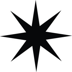 Obraz premium Black eight-pointed starburst silhouette isolated on a white background