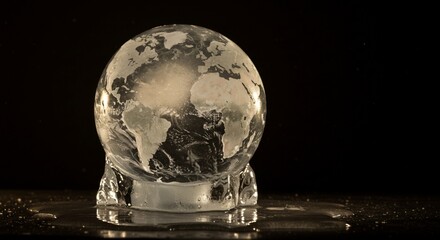 glass globe on black background