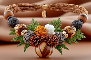 Artisan jewelry crafted from wood beads high resolution picture