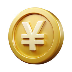 Obraz premium 3d realistic gold yen coin isolated on transparent background