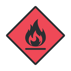 Fire warning sign flat vector