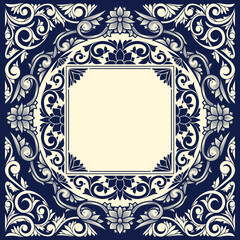 Decorative ornate retro floral blank card template