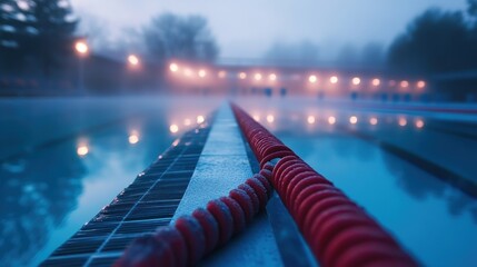 Obraz premium Misty Swimming Pool Dawn