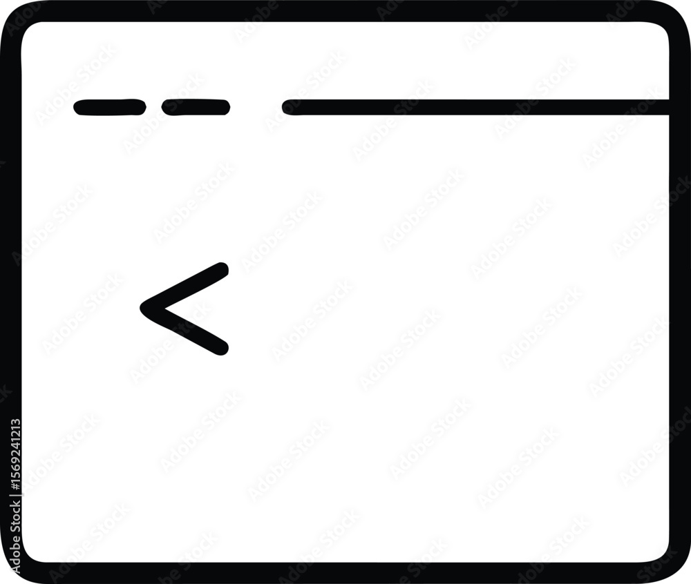Fototapete simple black and white icon representing a command line interface or terminal window