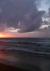 Beautiful sunset over Povoa??o beach, Azores Islands.