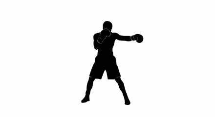 Boxer Fight Stance Silhouette Vector – Combat Sports Pose


