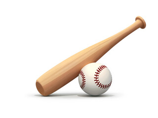 Baseball bat hitting a baseball, isolated on white background, suitable for sports and competition themes. Generative AI