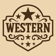 Western logo with ornate frame, stars and serif wordmark.