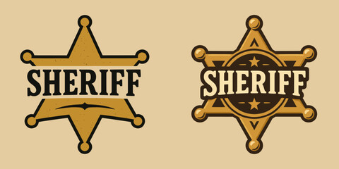 Sheriff star badges in western vintage style.