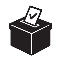 Ballot box with checkmarked voting paper.