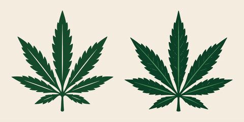 Cannabis leaf icon with serrated edges and veins.