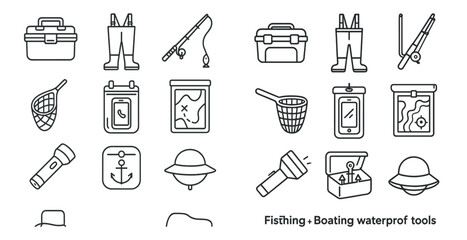 Fototapeta premium Fishing and boating waterproof tools. Fishing gear and boating gear
