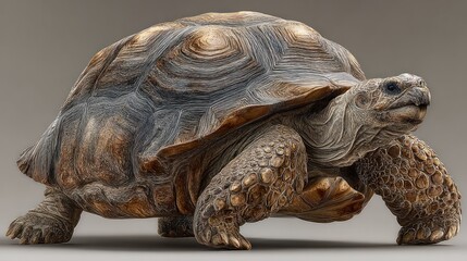 Detailed Portrait of a Tortoise, showcasing unique shell patterns and textures
