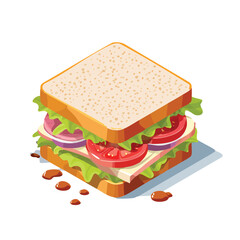 Tuna Sandwich with Sauce Splash creative isometric illustration with layered dimension and depth cues.