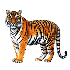 Obraz premium Majestic Orange Tiger with Black Stripes on Transparent Background