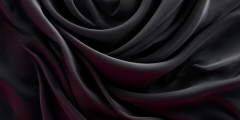 Fototapeta premium Elegant Black Satin Waves Flowing Gracefully, Creating Luxurious Drapes with Light Reflections