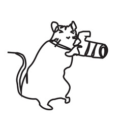 A rat taking photos with a camera