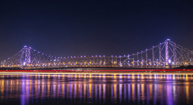 Kolkata Howrah Bridge at Night