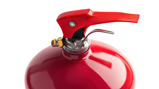 Fire extinguisher with safety pin highlighted Transparent background, PNG