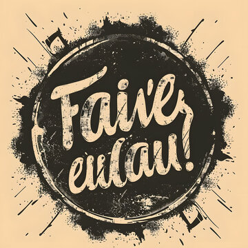 Bold Sticker Design with Handwritten Font Faine Ewau in Black Ink Circle with Dynamic Splashes and Artistic Details for Creative ing and Artistic Expressions