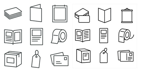 Set of paper items including books, magazines, and toilet paper. The items are arranged in a grid, with each item having a different size and shape. Scene is one of organization and practicality