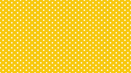 Sunny seamless vector pattern: scattered white polka dots on a vibrant yellow background. Ideal for textiles, digital paper, and creative projects.