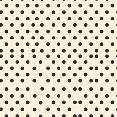 Close-up of a vintage beige background with evenly spaced black polka dots creating a retro pattern suitable for design projects and artistic decoration
