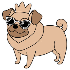 pug dog dabbing, wearing simple sunglasses