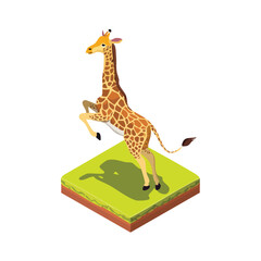Obraz premium Giraffe jump isometric vector illustration with clean geometry and modern design