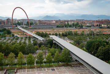 Lingotto, Torino, Italia. Skyline della città di Torino. Panorama ripreso dall'alto.
