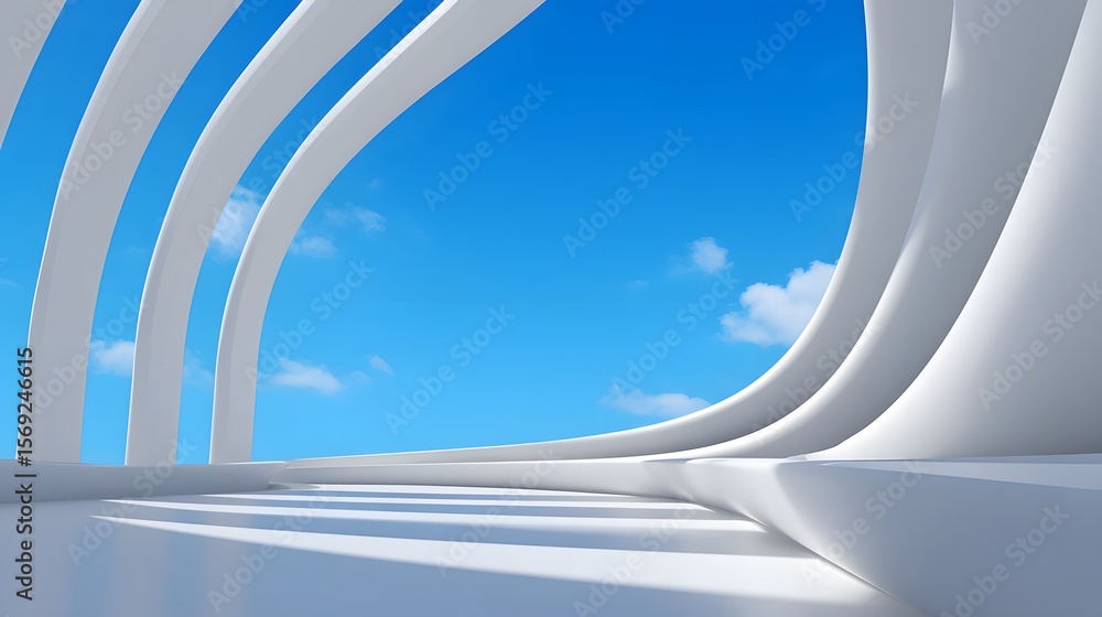 Poster geometric architectural curves and lines in a modern setting.