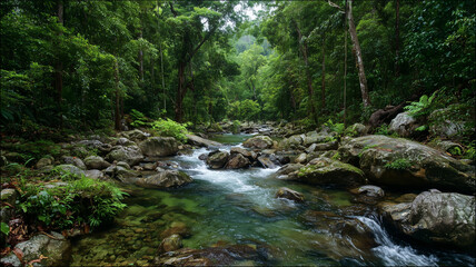 Fototapeta premium Crystal-clear rainforest stream